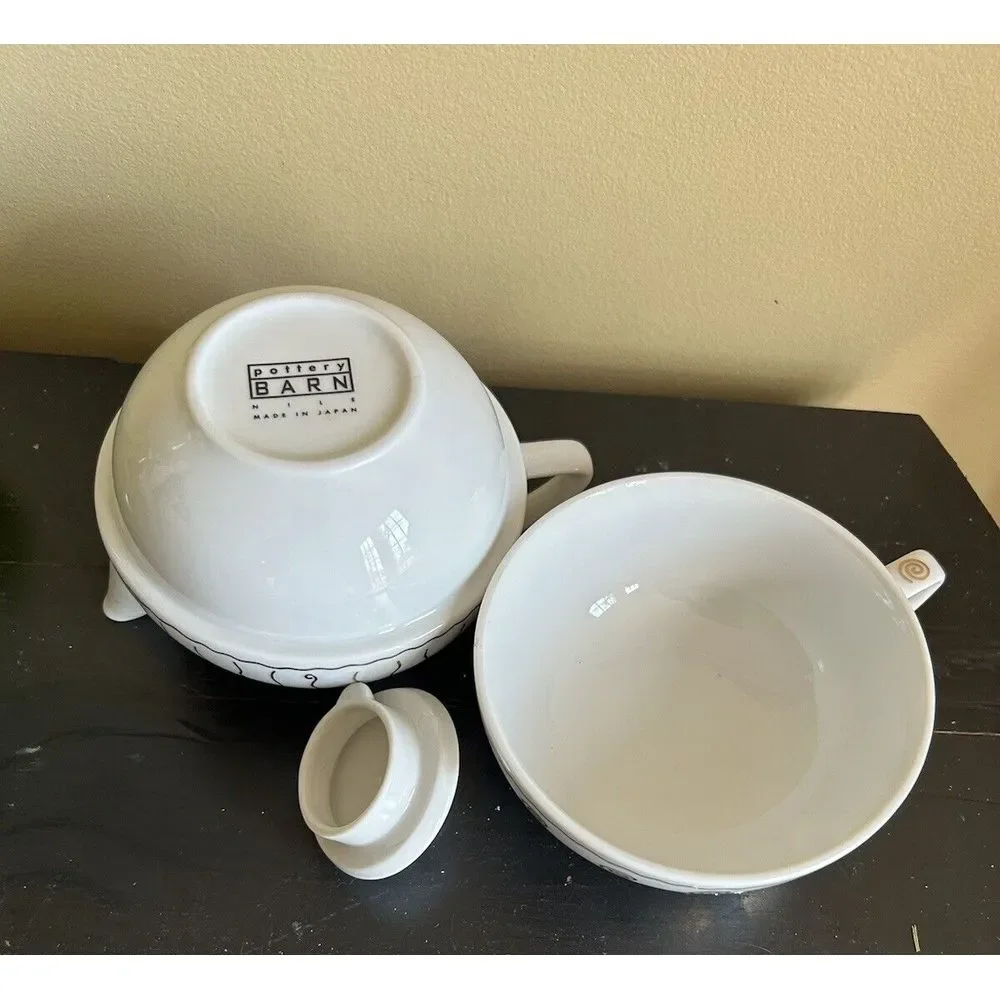 Pottery Barn NILE‎ Individual Teapot with Nesting Cup Japan
